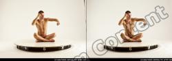 Nude Man White Athletic Short Brown 3D Stereoscopic poses Realistic